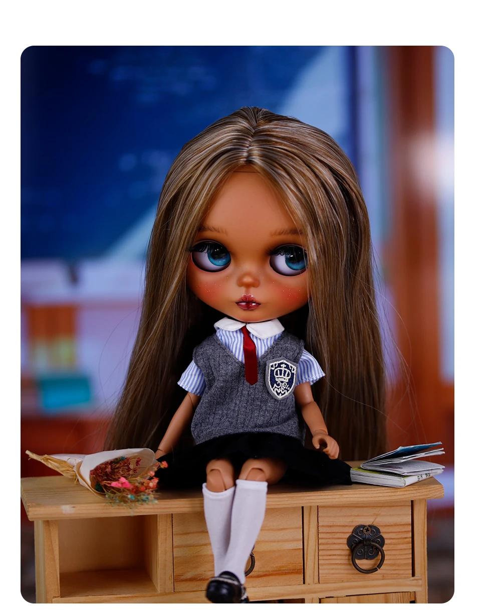 Anjelica – Premium Custom Neo Blythe Doll with Multi-Color Hair, Dark Skin & Matte Cute Face