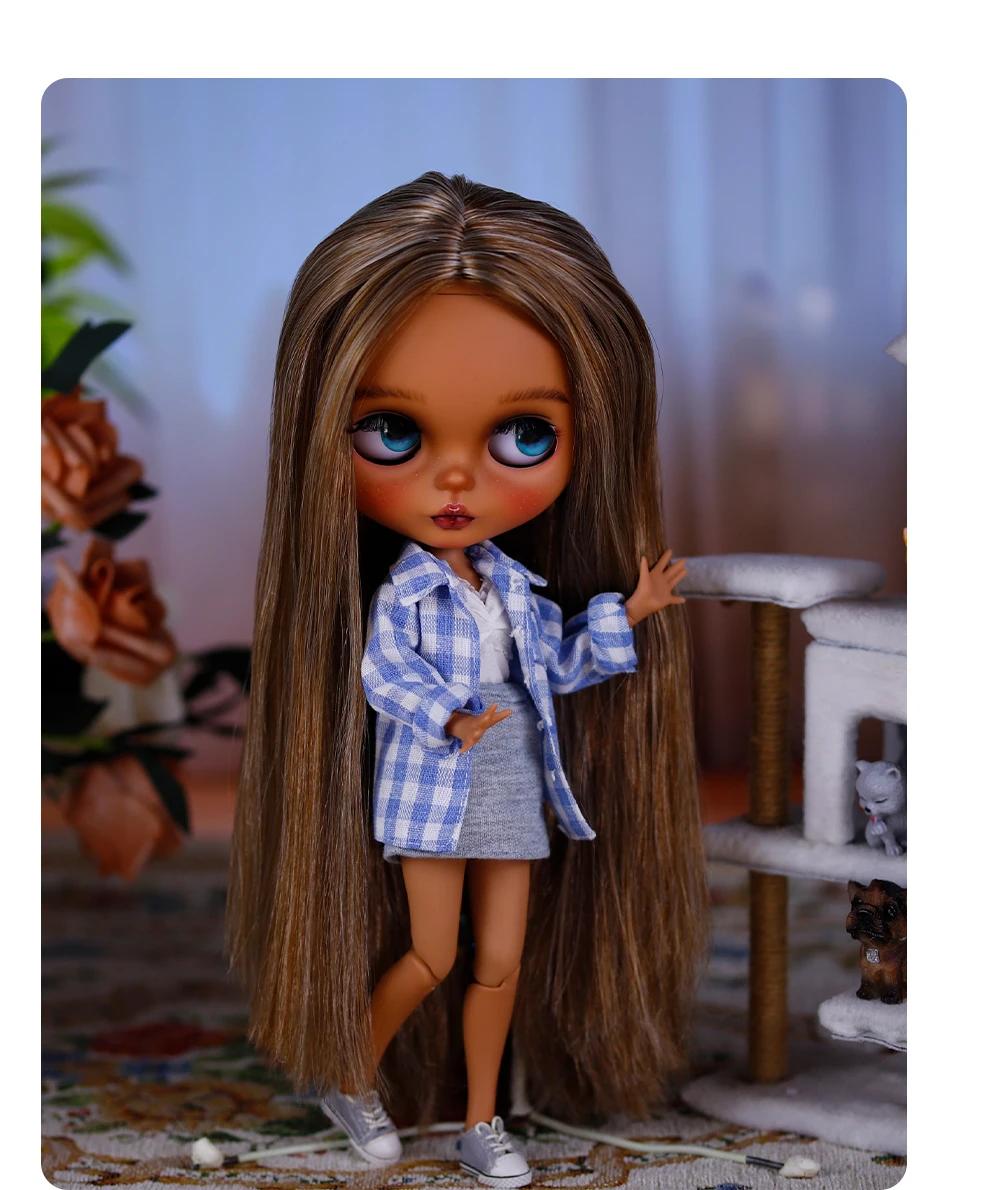 Anjelica – Premium Custom Neo Blythe Doll with Multi-Color Hair, Dark Skin & Matte Cute Face 12