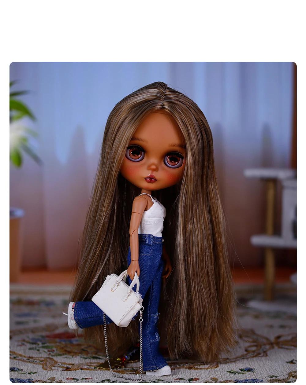 Anjelica – Premium Custom Neo Blythe Doll with Multi-Color Hair, Dark Skin & Matte Cute Face