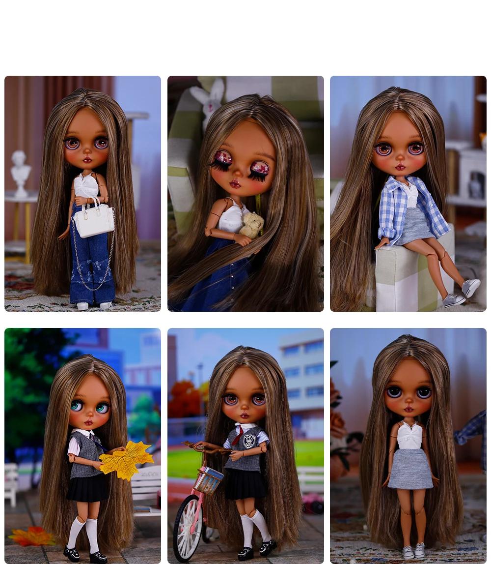 Anjelica – Premium Custom Neo Blythe Doll with Multi-Color Hair, Dark Skin & Matte Cute Face 5