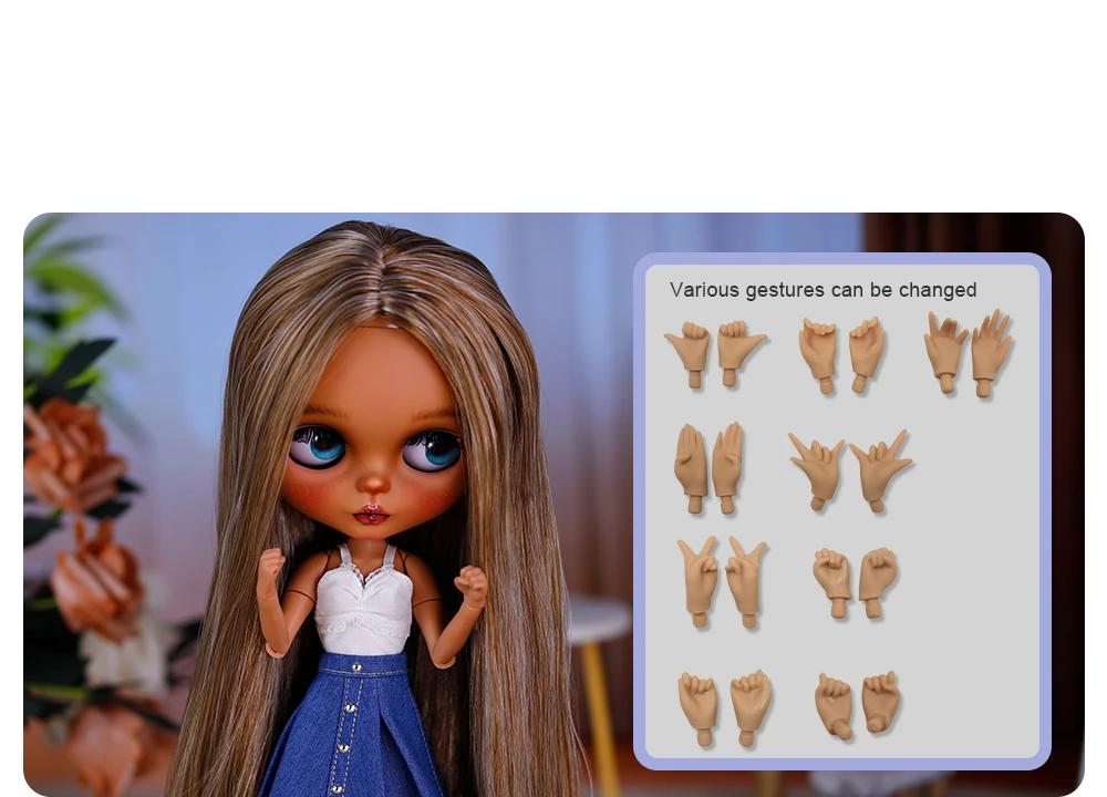 Anjelica – Premium Custom Neo Blythe Doll with Multi-Color Hair, Dark Skin & Matte Cute Face 4