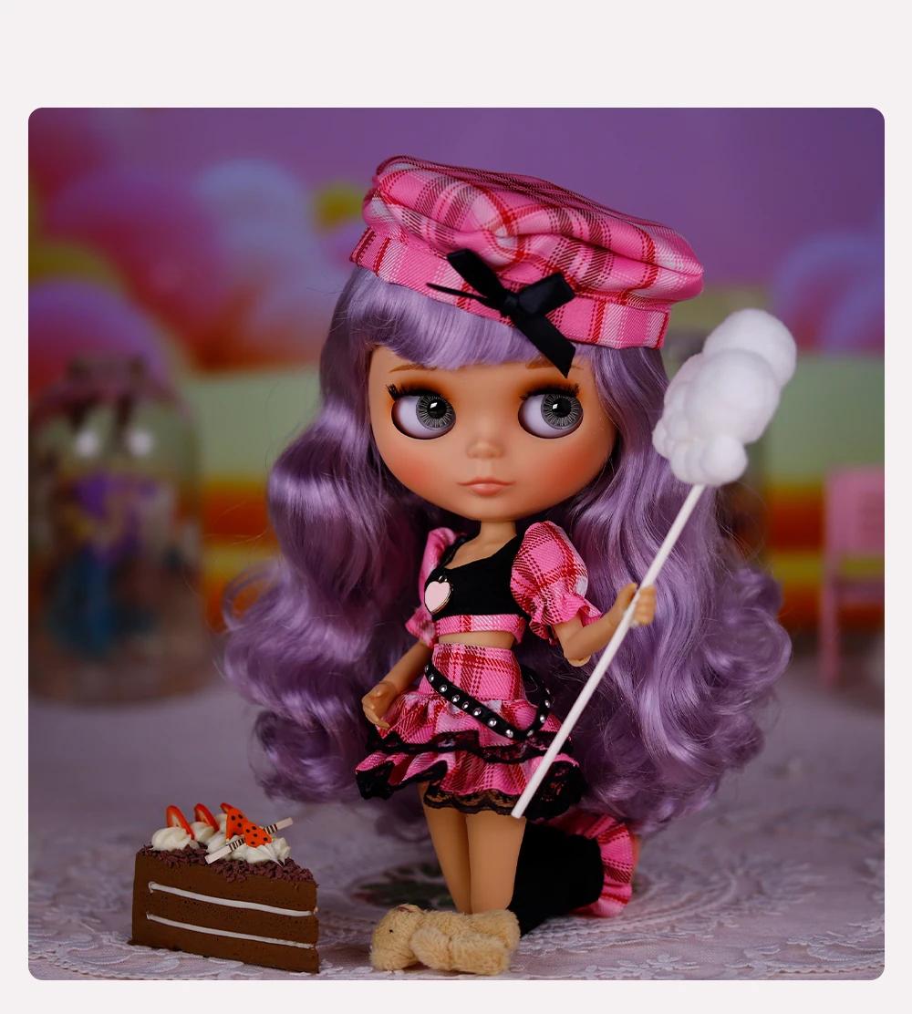 Sydney – Premium Custom Neo Blythe Doll with Purple Hair, Tan Skin & Matte Cute Face 2