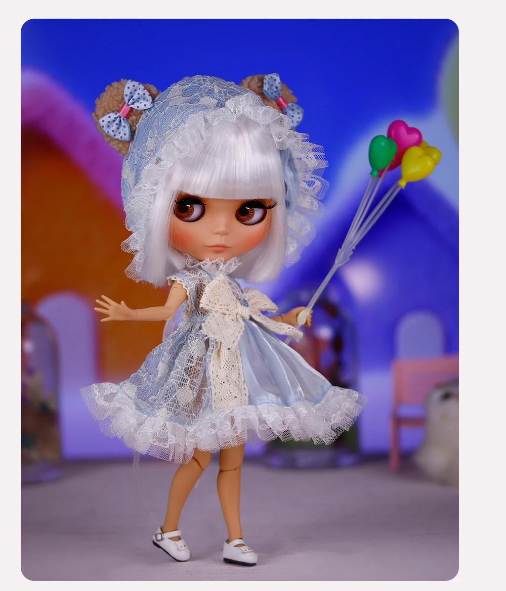 Tessa – Premium Custom Neo Blythe Doll with Silver Hair, Tan Skin & Matte Cute Face 2