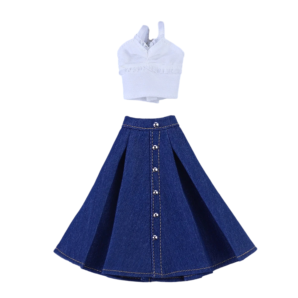 Neo Blythe Doll White Cami Top & Denim Skirt Outfit Blythe doll clothes