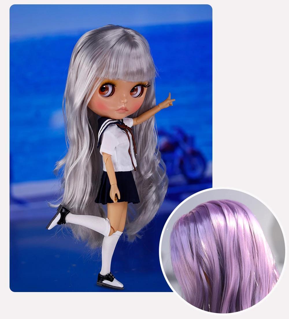Ivy – Premium Custom Neo Blythe Doll with Silver Hair, Tan Skin & Shiny Cute Face 4