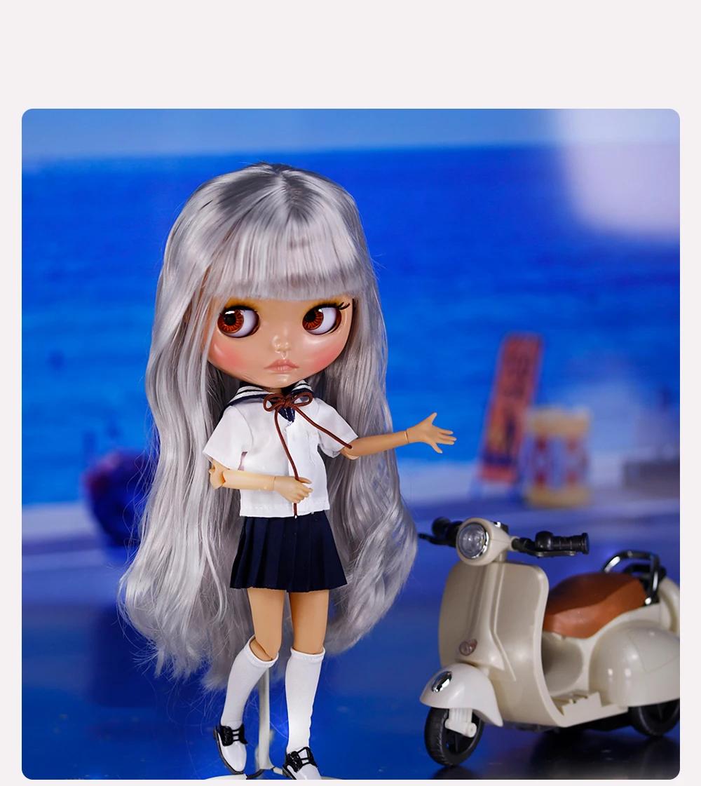 Ivy – Premium Custom Neo Blythe Doll with Silver Hair, Tan Skin & Shiny Cute Face 3