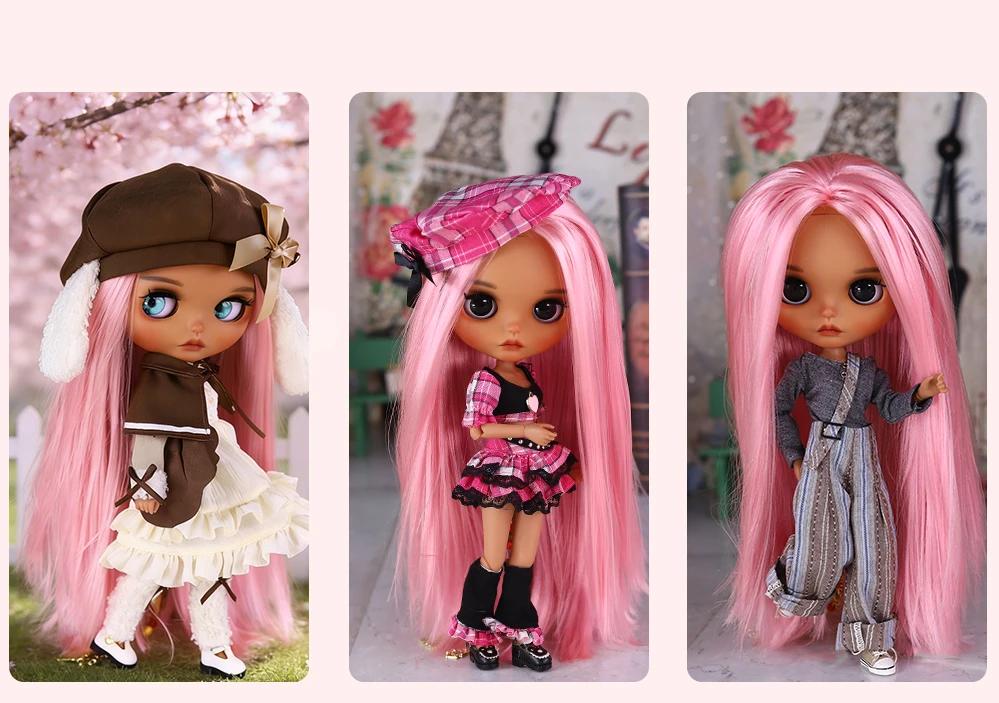 Elsie – Premium Custom Neo Blythe Doll with Pink Hair, Tan Skin & Matte Cute Face 4