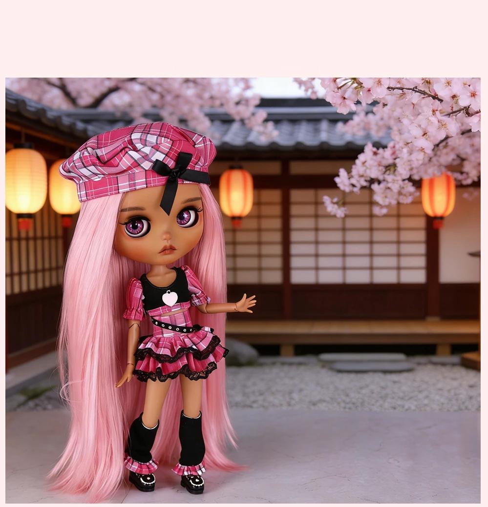 Elsie – Premium Custom Neo Blythe Doll with Pink Hair, Tan Skin & Matte Cute Face 11