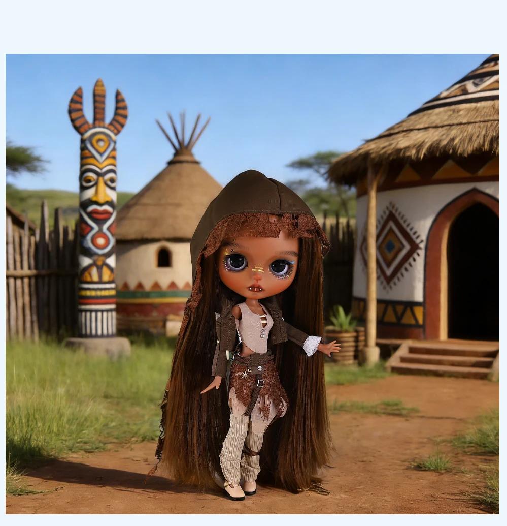 Emery – Premium Custom Neo Blythe Doll with Brown Hair, Dark Skin & Matte Cute Face 11 Emery – Premium Custom Neo Blythe Doll with Brown Hair, Dark Skin & Matte Cute Face 11