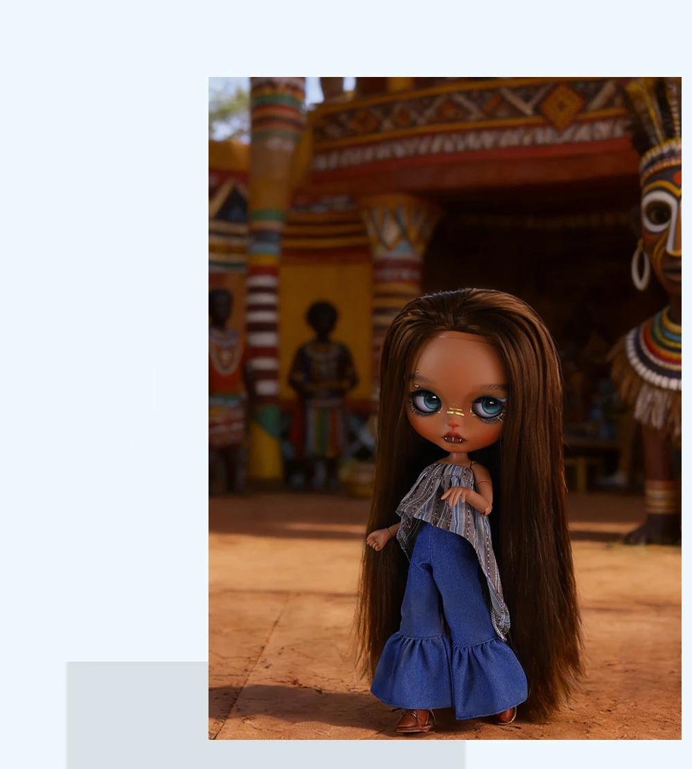 Emery – Premium Custom Neo Blythe Doll with Brown Hair, Dark Skin & Matte Cute Face 9 Emery – Premium Custom Neo Blythe Doll with Brown Hair, Dark Skin & Matte Cute Face 9
