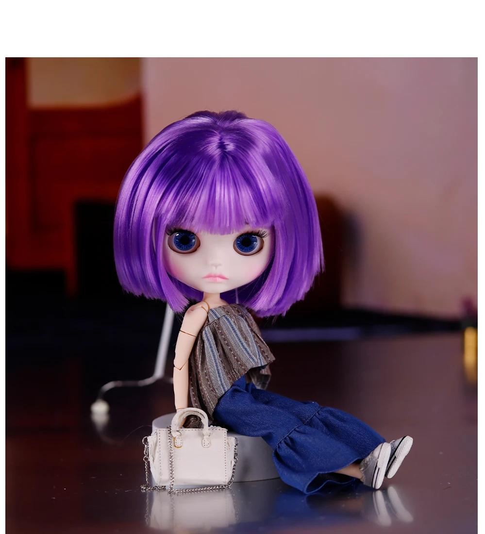 Neo Blythe Doll with Purple Hair, White Skin, Matte Cute Face & Custom Jointed Body 1 Neo Blythe Doll with Purple Hair, White Skin, Matte Cute Face & Custom Jointed Body 1
