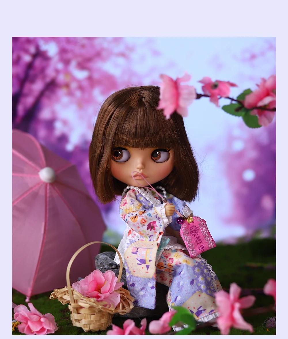Neo Blythe Doll with Brown Hair, Tan Skin, Matte Cute Face & Custom Jointed Body 2 Neo Blythe Doll with Brown Hair, Tan Skin, Matte Cute Face & Custom Jointed Body 2