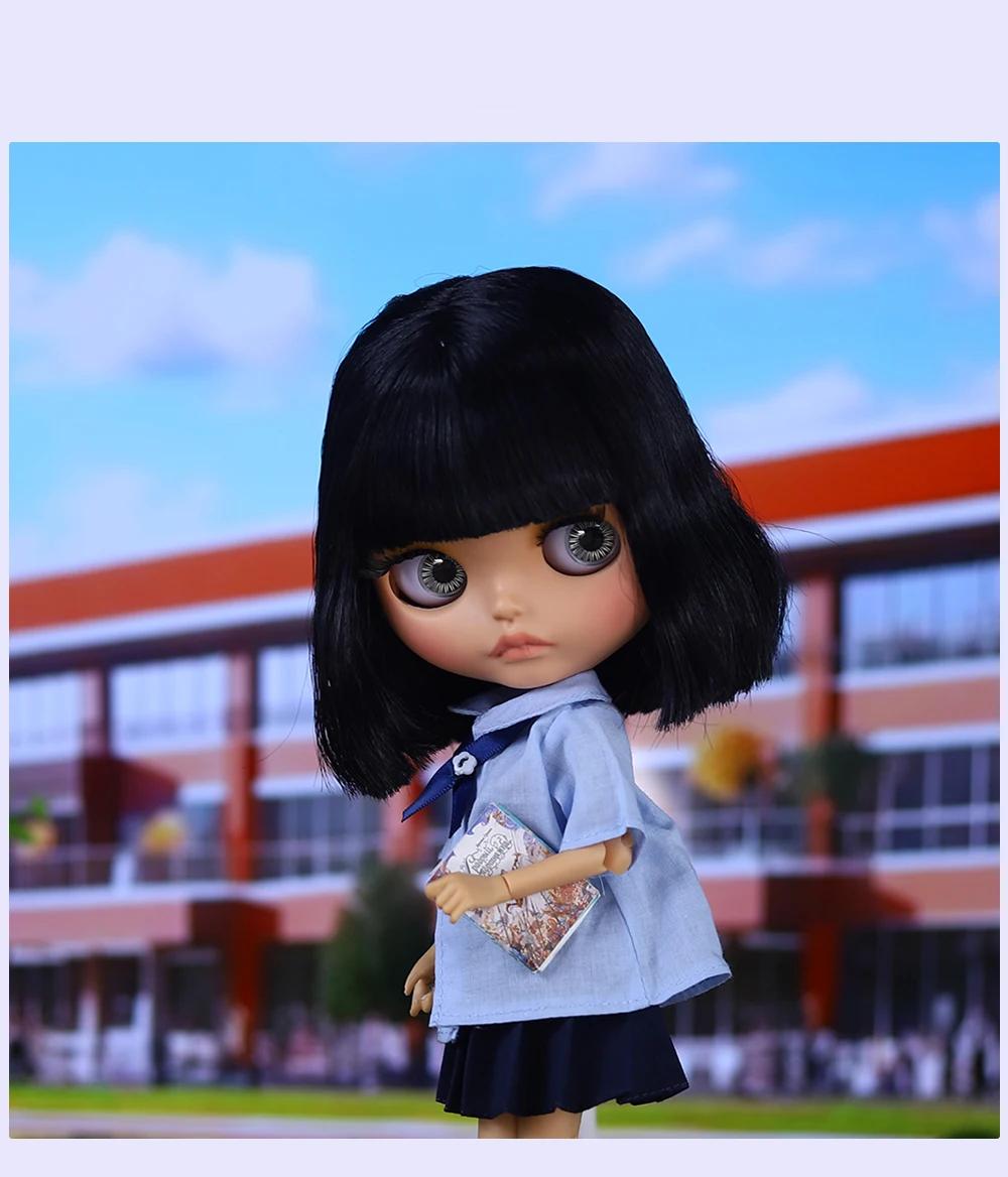 Neo Blythe Doll with Black Hair, Tan Skin, Matte Cute Face & Custom Jointed Body 1 Neo Blythe Doll with Black Hair, Tan Skin, Matte Cute Face & Custom Jointed Body 1