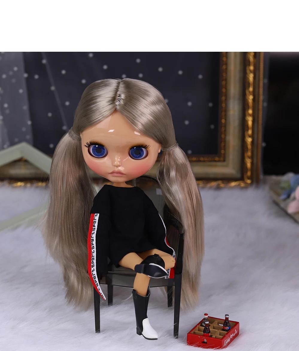 Neo Blythe Doll with Silver Hair, Tan Skin, Shiny Cute Face & Custom Jointed Body 1 Neo Blythe Doll with Silver Hair, Tan Skin, Shiny Cute Face & Custom Jointed Body 1