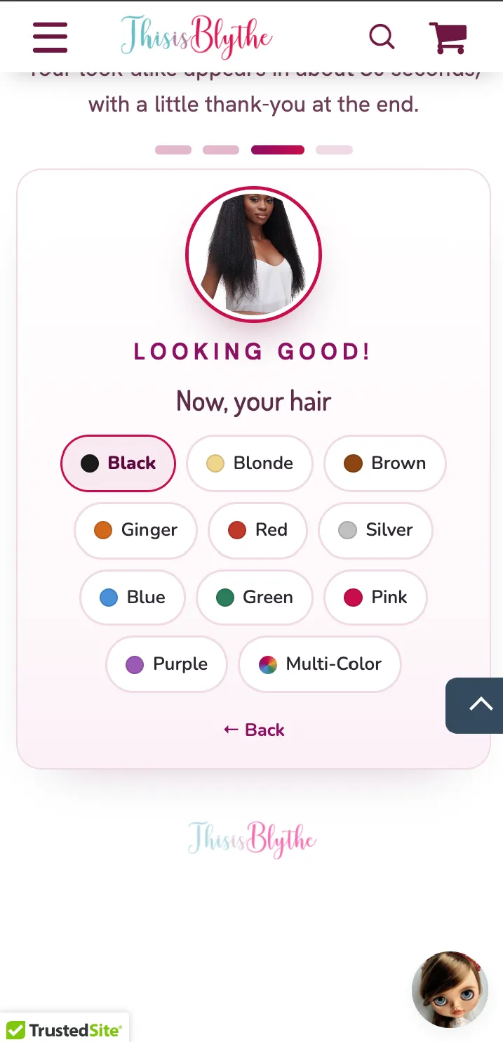 What Blythe Doll Do I Look Like? The New Look-Alike Finder, Step by Step 7 Choosing hair colour manually with the pencil icon in the look-alike finder