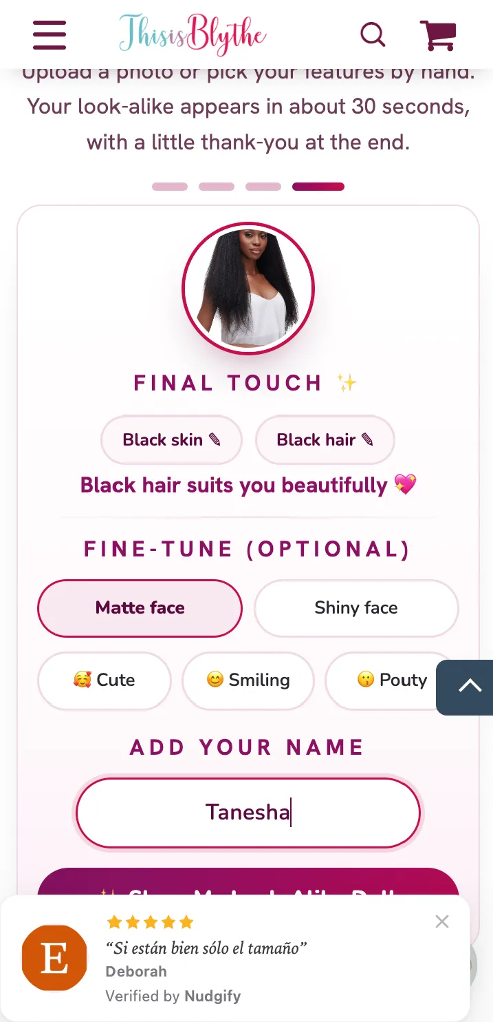 What Blythe Doll Do I Look Like? The New Look-Alike Finder, Step by Step 5 Preview of detected features before viewing Blythe doll look-alike results