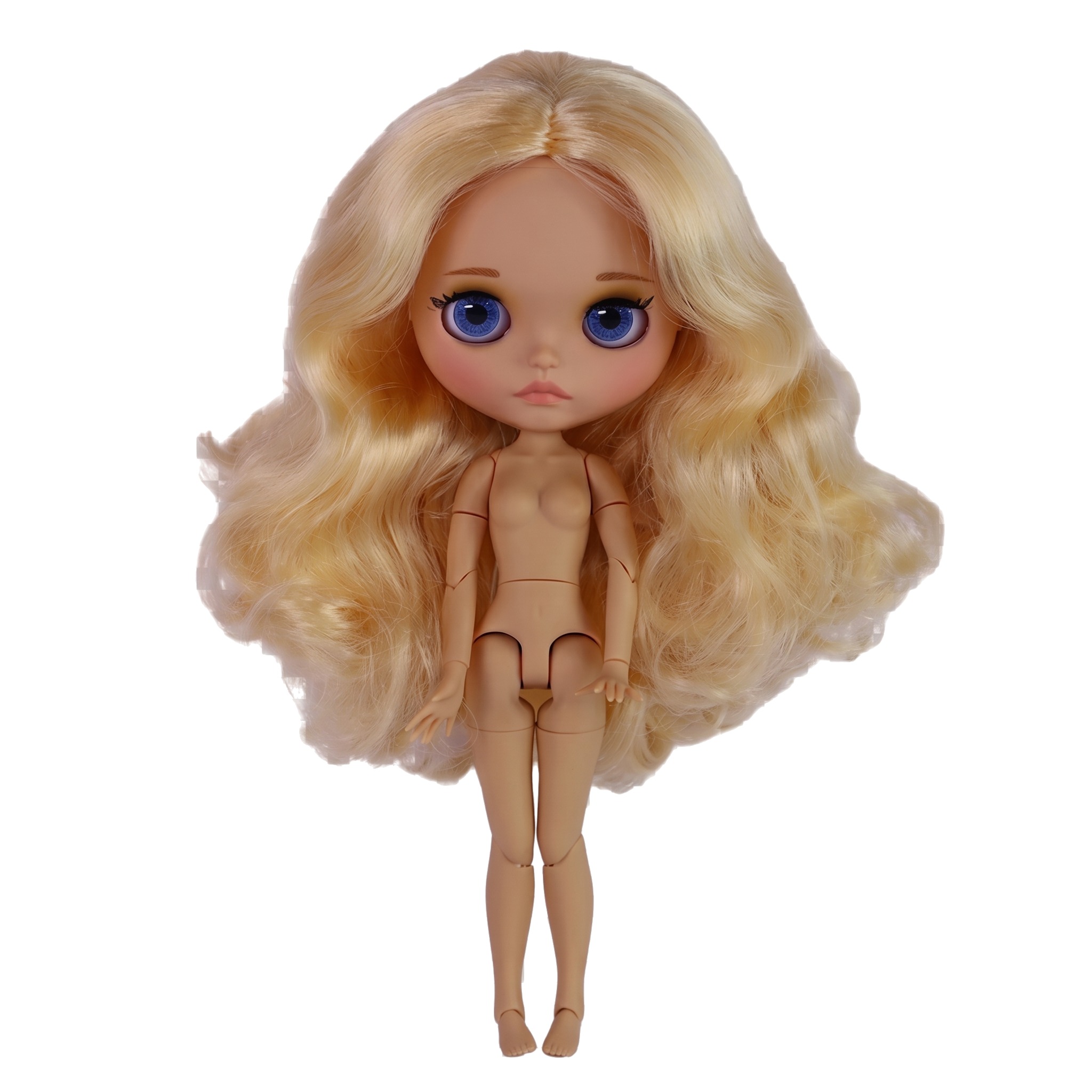 Neo Blythe Doll with Blonde Hair, Tan Skin, Matte Cute Face & Custom Jointed Body