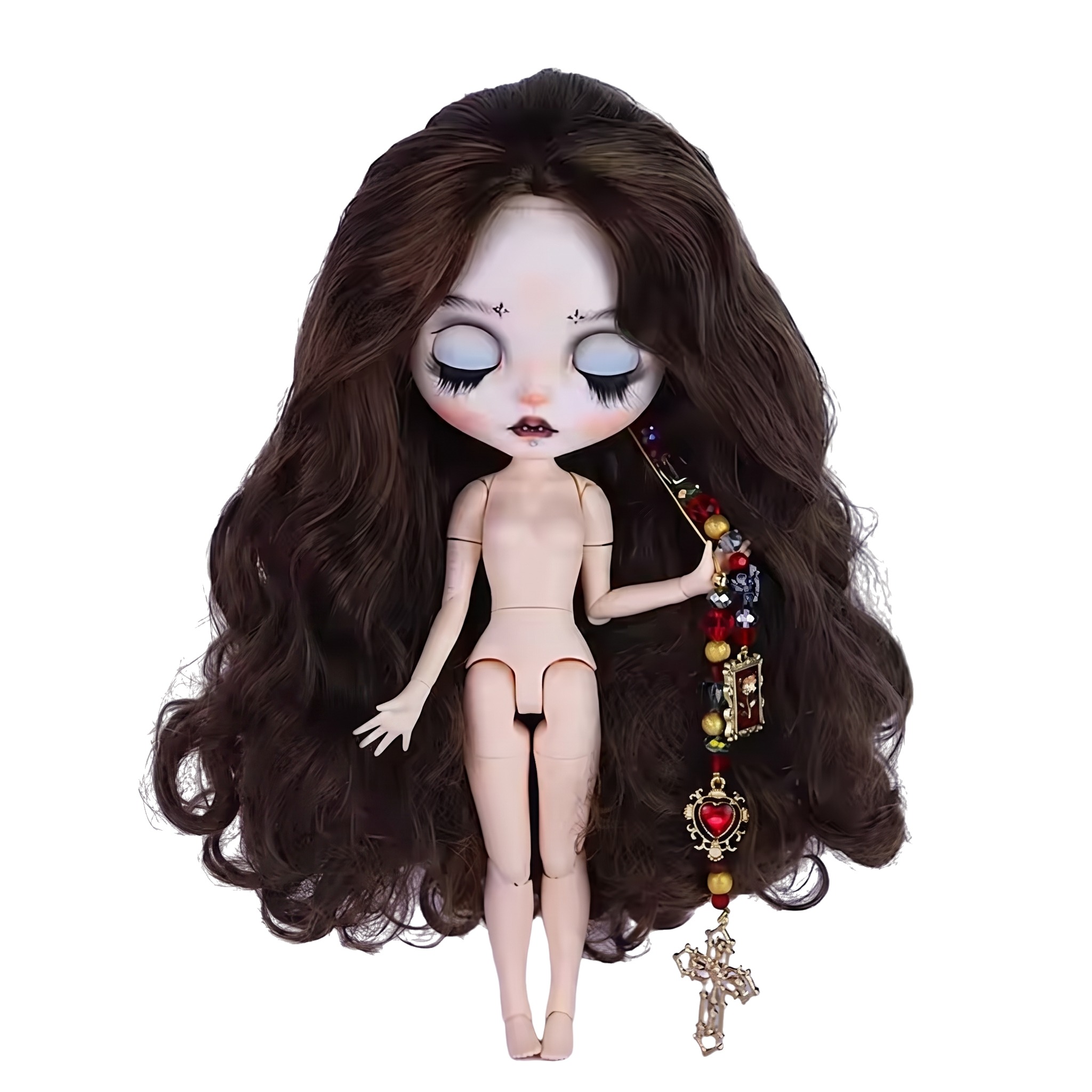 Neo Blythe Doll with Brown Hair, White Skin, Matte Cute Face & Custom Jointed Body20