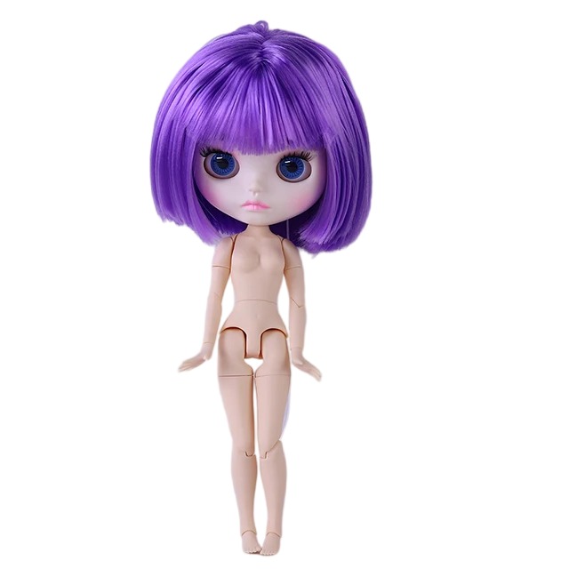 Neo Blythe Doll with Purple Hair, White Skin, Matte Cute Face & Custom Jointed Body2