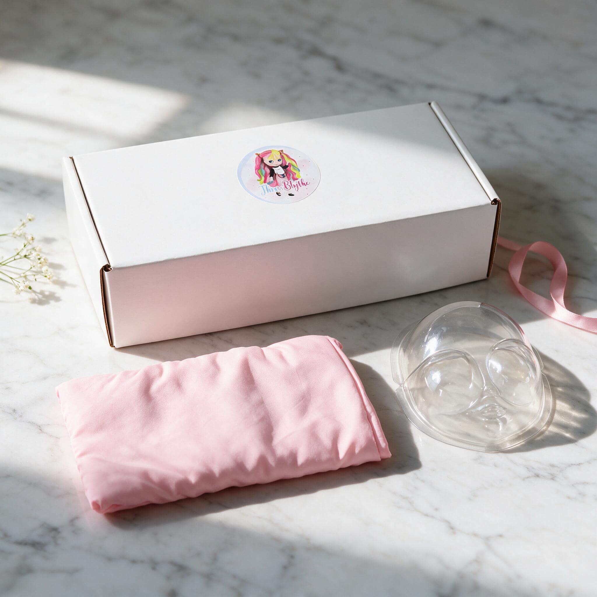 This Is Blythe Premium Gift Package Set with white display box, plush sleeping bag and face shield