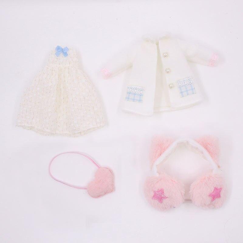 Neo Blythe Doll Dress with Coat, Kitty Headdress & Bag Neo Blythe Doll Dress with Coat, Kitty Headdress & Bag