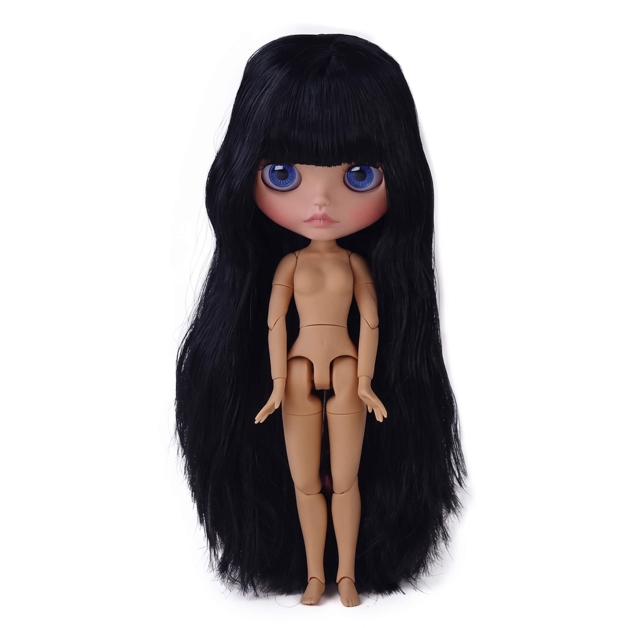 Neo Blythe Doll with Black Hair, Tan Skin, Matte Cute Face & Custom Jointed Body (1) Neo Blythe Doll with Black Hair, Tan Skin, Matte Cute Face & Custom Jointed Body 1