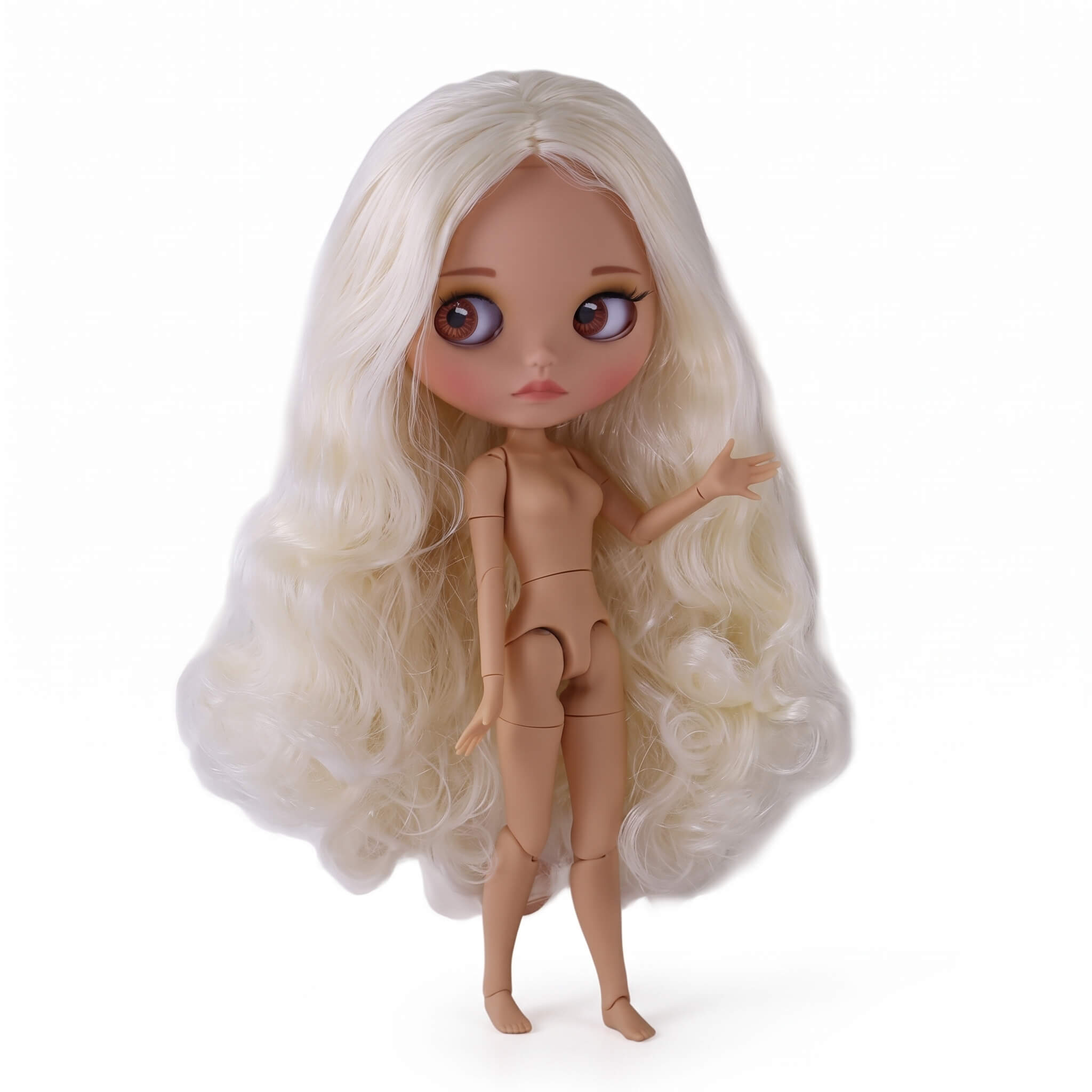 Neo Blythe Doll with Blonde Hair, Tan Skin, Matte Cute Face & Custom Jointed Body5 Neo Blythe Doll with Blonde Hair, Tan Skin, Matte Cute Face & Custom Jointed Body 1