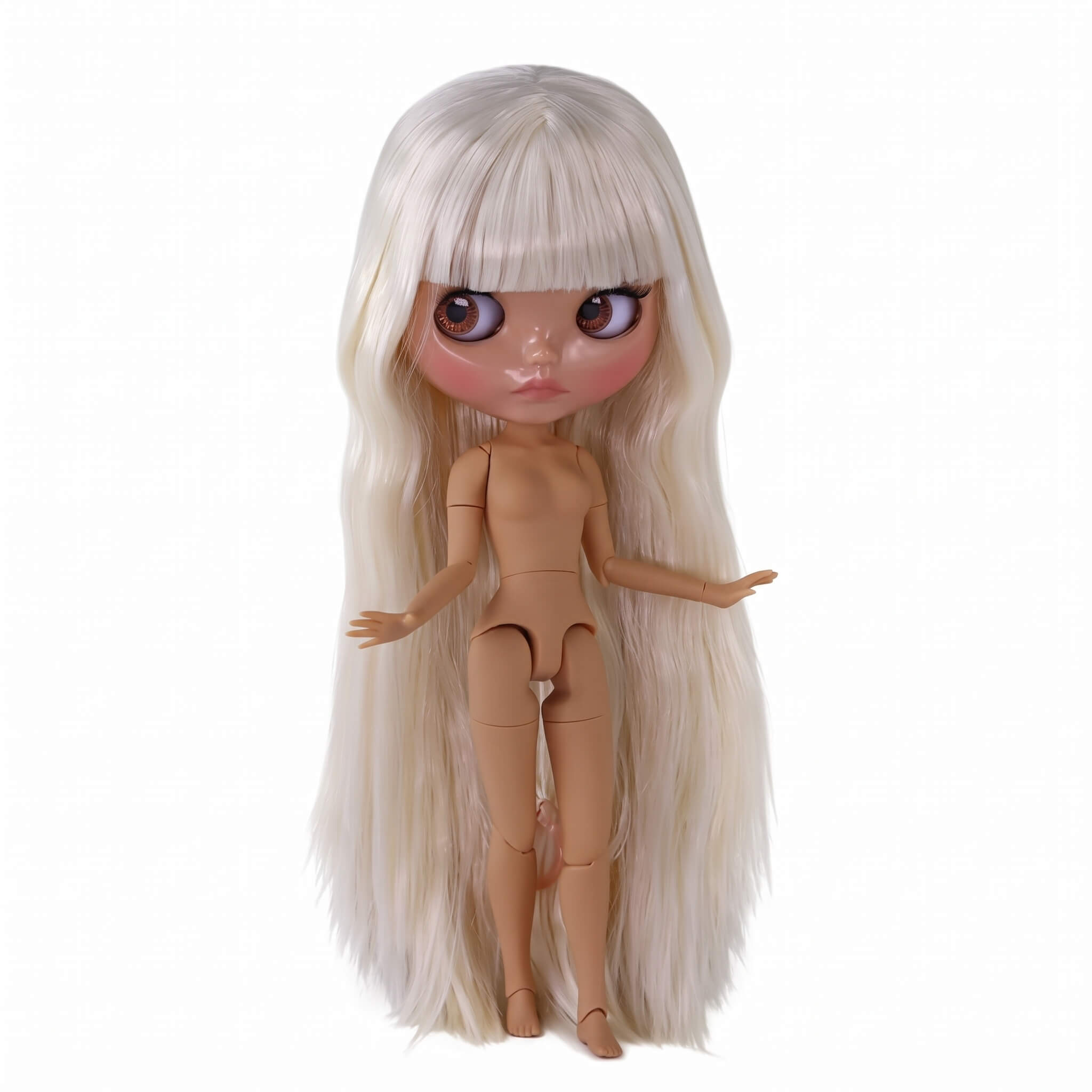 Neo Blythe Doll with Blonde Hair, Tan Skin, Shiny Cute Face & Custom Jointed Body23 Neo Blythe Doll with Blonde Hair, Tan Skin, Shiny Cute Face & Custom Jointed Body 1