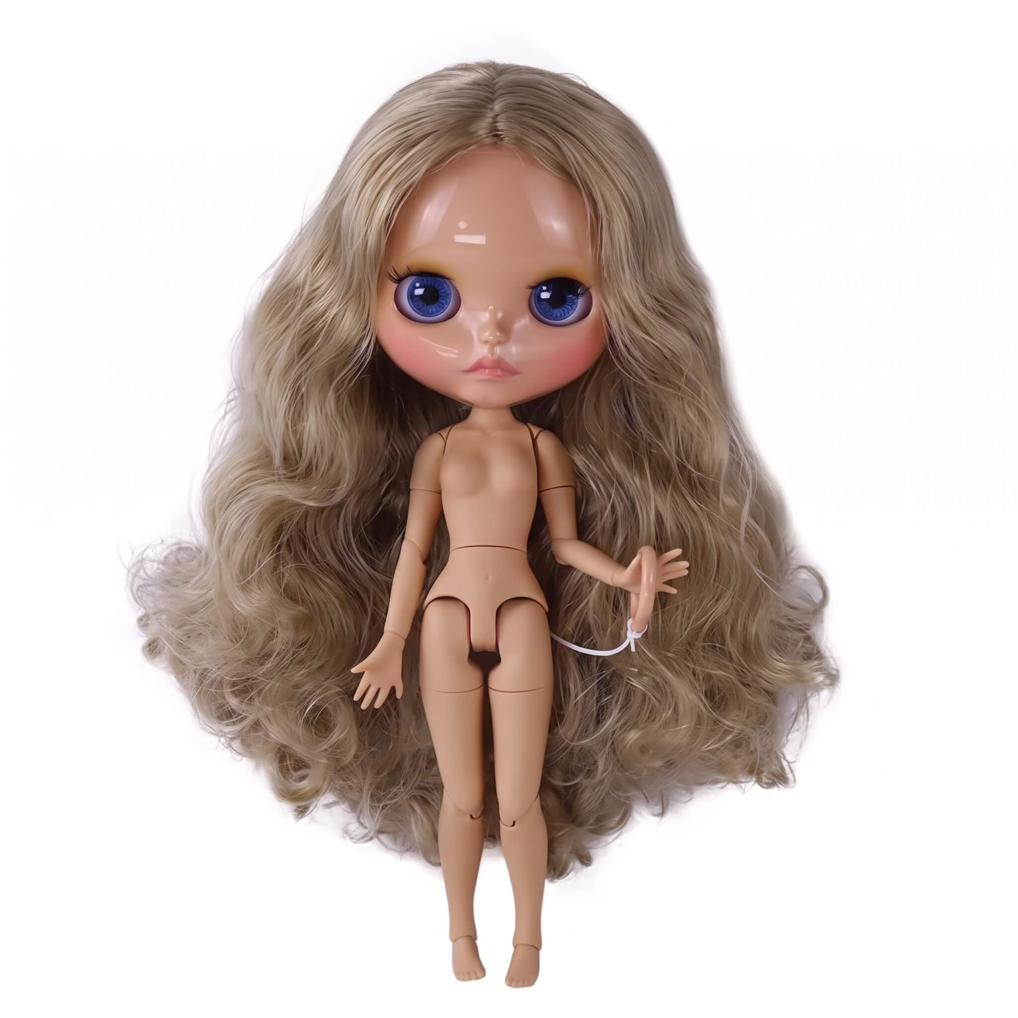 Neo Blythe Doll with Blonde Hair, Tan Skin, Shiny Cute Face & Custom Jointed Body24 Neo Blythe Doll with Blonde Hair, Tan Skin, Shiny Cute Face & Custom Jointed Body 1