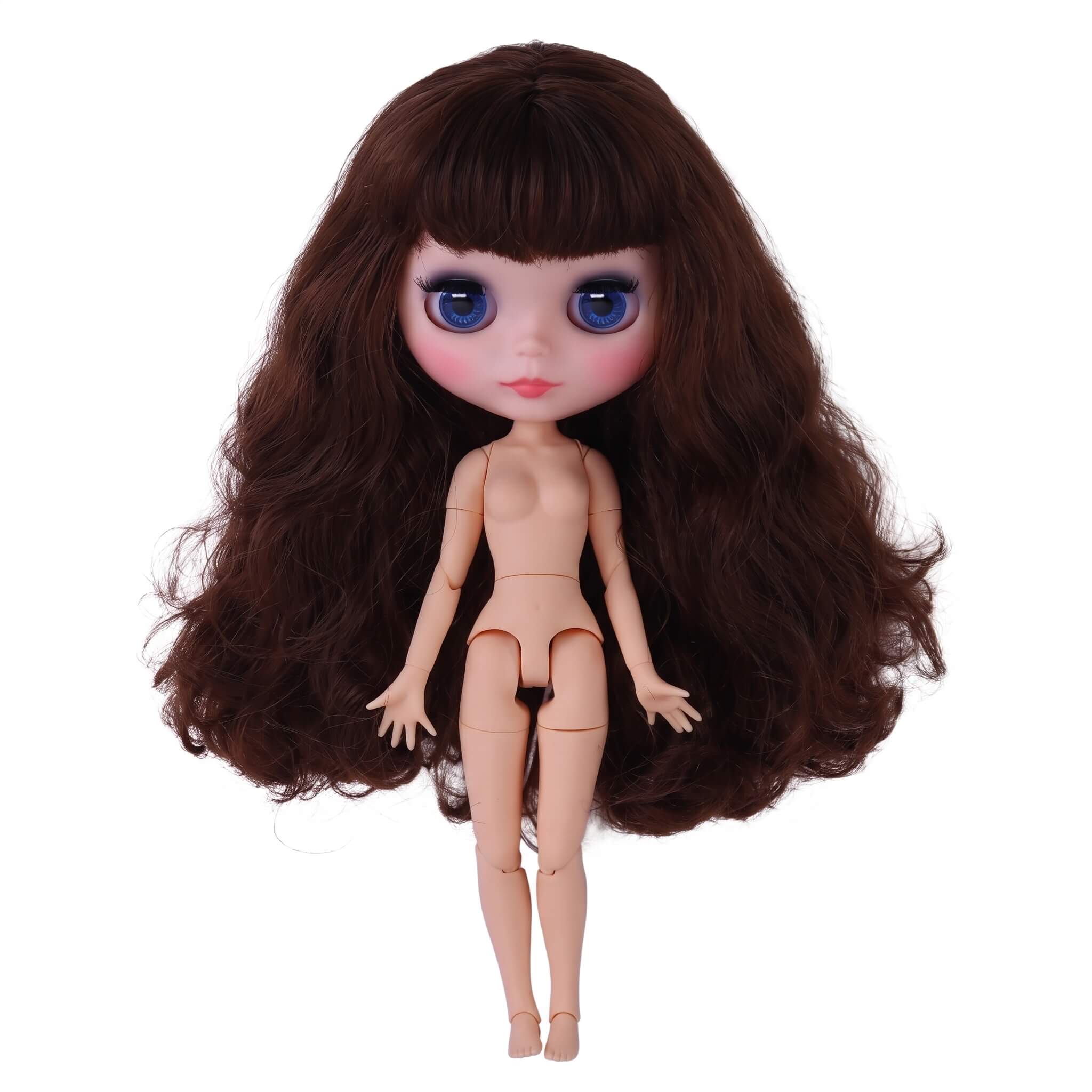 Neo Blythe Doll with Brown Hair, Natural Skin, Matte Cute Face & Custom Jointed Body