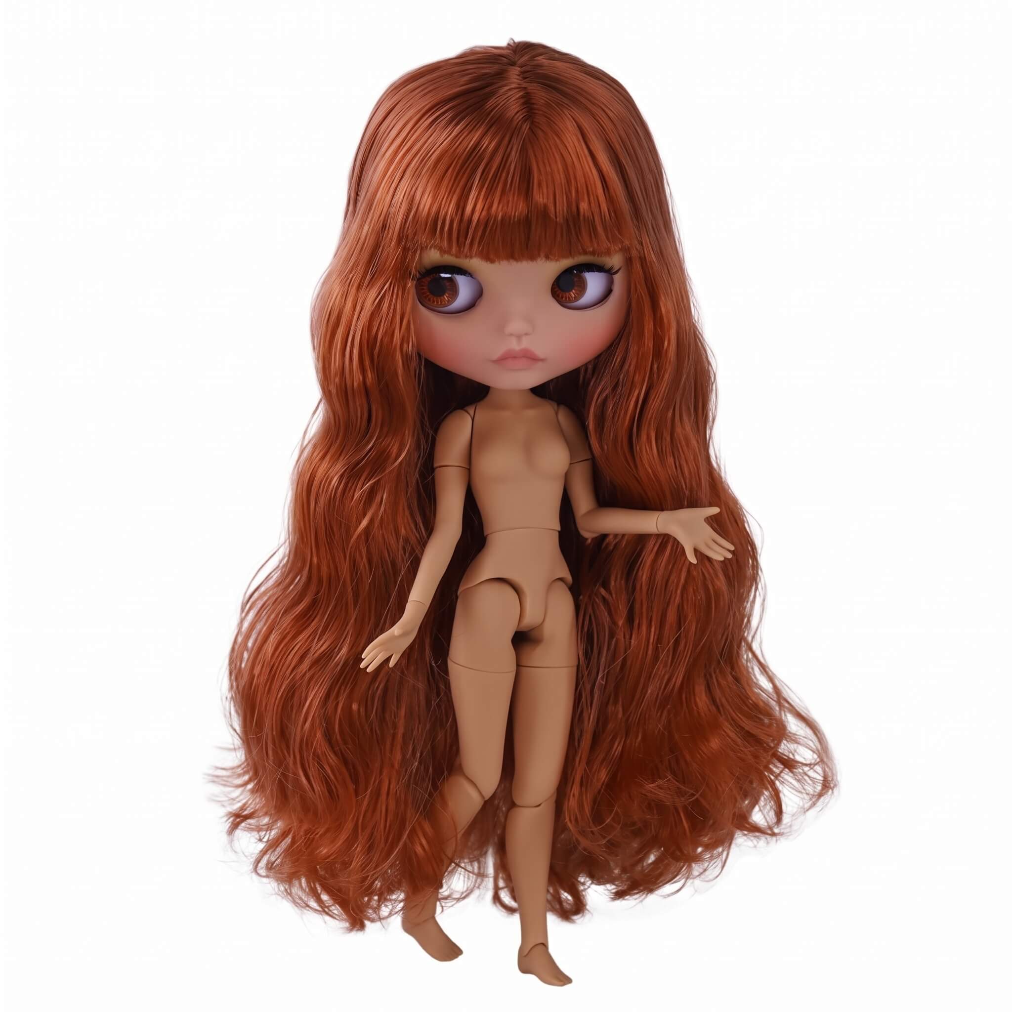 Neo Blythe Doll with Ginger Hair, Tan Skin, Matte Cute Face & Custom Jointed Body2 Neo Blythe Doll with Ginger Hair, Tan Skin, Matte Cute Face & Custom Jointed Body 1