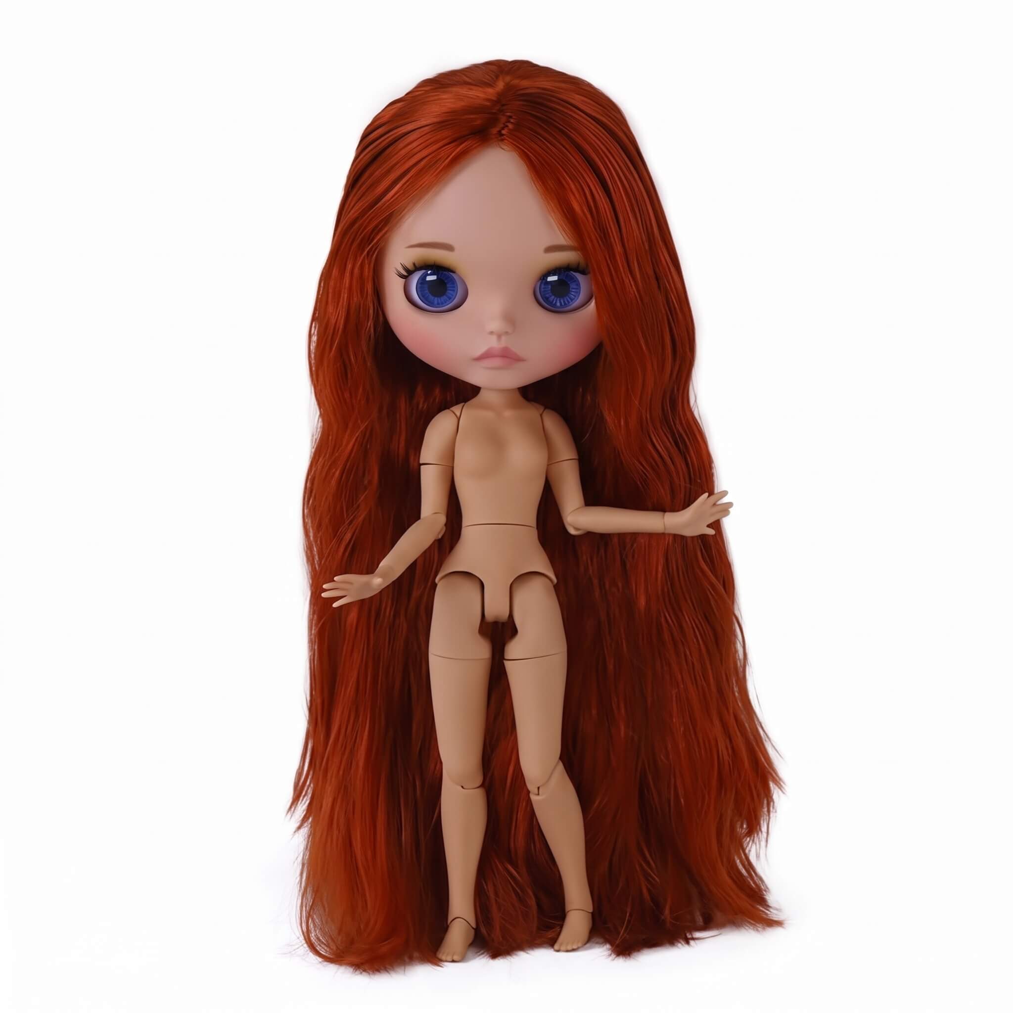 Neo Blythe Doll with Ginger Hair, Tan Skin, Matte Cute Face & Custom Jointed Body3 Neo Blythe Doll with Ginger Hair, Tan Skin, Matte Cute Face & Custom Jointed Body 1