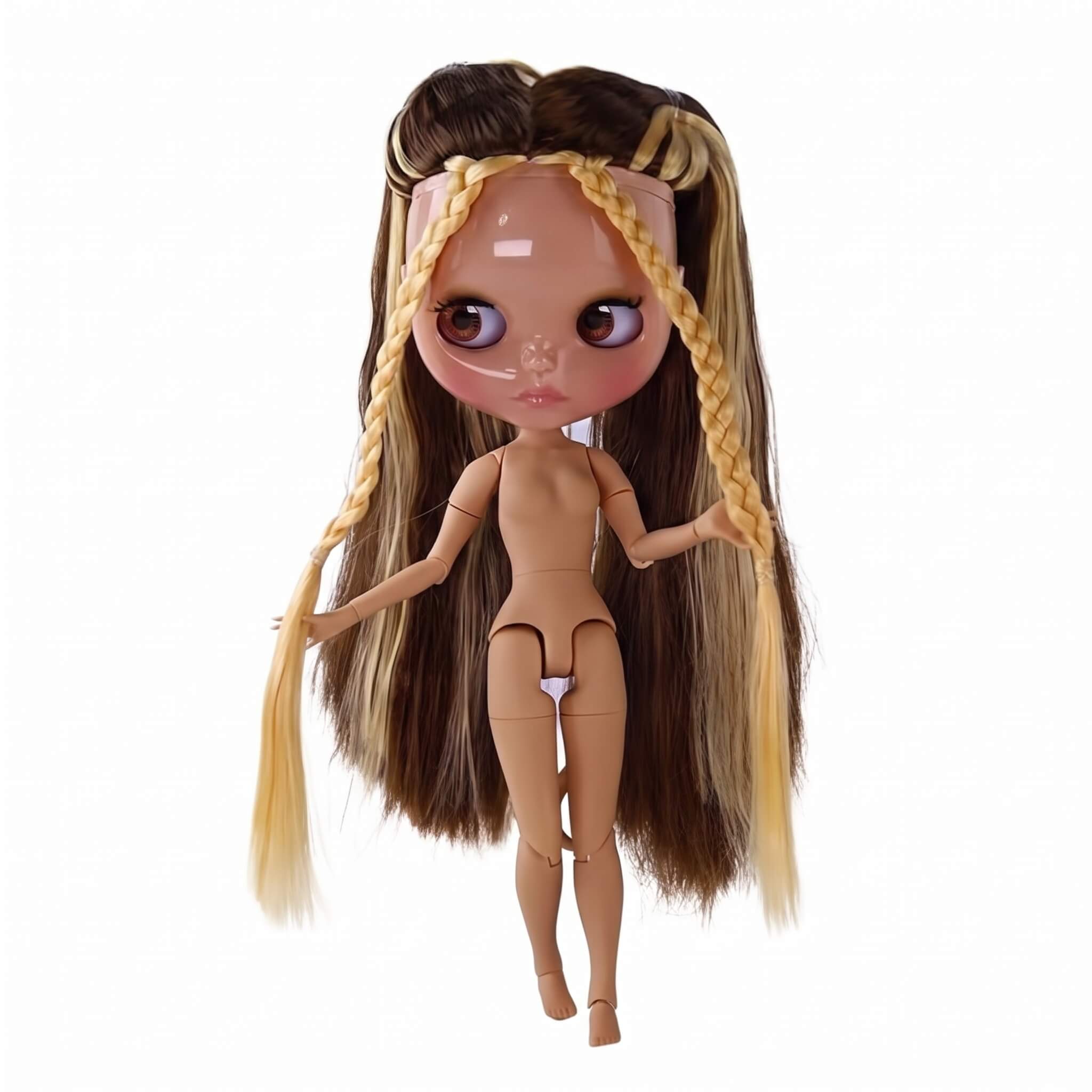 Neo Blythe Doll with Multi-Color Hair, Tan Skin, Shiny Cute Face & Custom Jointed Body17 Neo Blythe Doll with Multi-Color Hair, Tan Skin, Shiny Cute Face & Custom Jointed Body 1